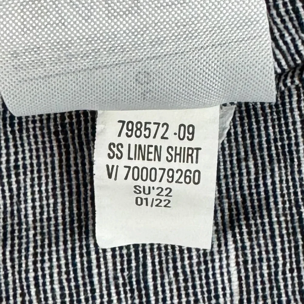 Banana Republic Linen Shirt Mens Large Navy Slim Fit Short Sleeve Button Up